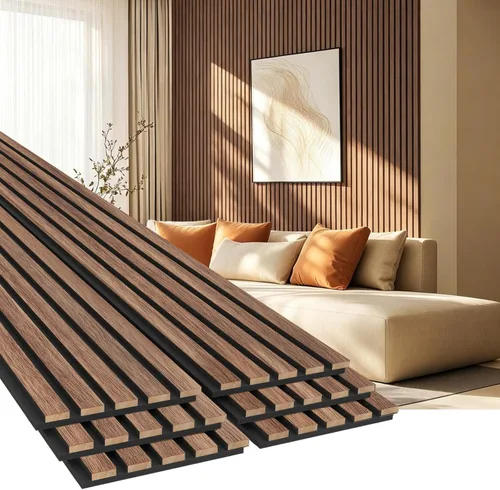 Miniatura 13 de EVERECO Paquete de 6 paneles acústicos de pared con listones de madera de 92.5 x 7.87 pulgadas, paneles de pared 3D absorbentes de sonido