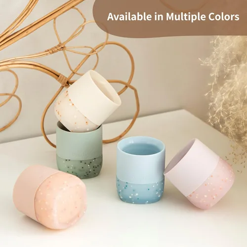 Miniatura 8 de Moonkie Tazas de silicona para bebés de 4 meses en adelante Pequeñas tazas de entrenamiento abiertas para bebés con confeti espolvoreado