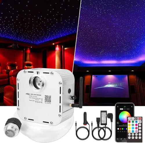Miniatura 12 de CHINLY Kit de luces de fibra óptica centelleantes de 32W, 1000 piezas de 13.1 pies, 0.03 pulgadas, kit de luces Starlight Headliner, modo música