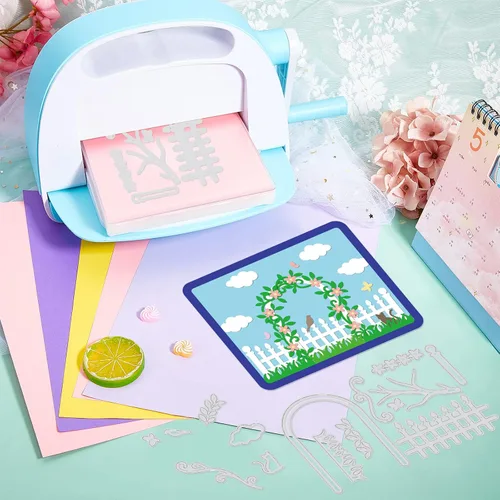 Miniatura 8 de GLOBLELAND Juego de troqueles de vallas de jardín para árboles y plantas, plantilla de estampado de flores de acero al carbono para hacer tarjetas