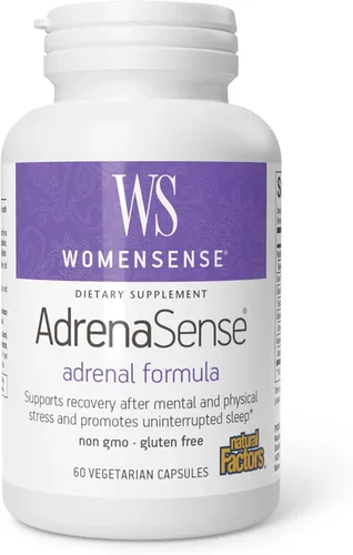 WomenSense AdrenaSense de Natural Factors, AdrenaSense, suplemento herbario para apoyo suprarrenal y alivio del estrés, vegano, sin OMG, 60 cápsulas