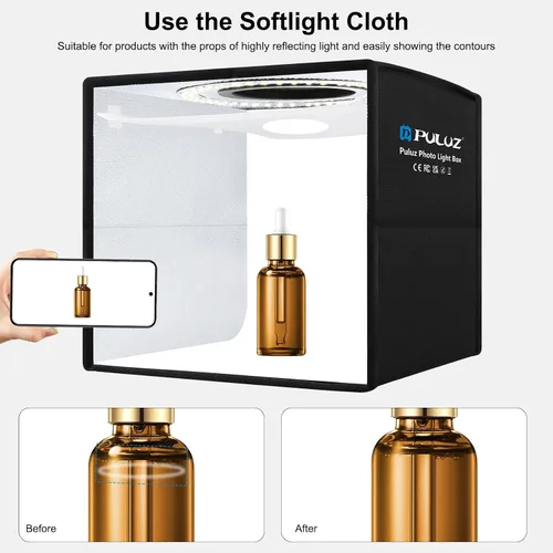 Miniatura 3 de PULUZ Mini caja de luz de estudio fotográfico de 10 x 10 pulgadas, kit de carpa de luz de fotografía plegable portátil con CRI >95 104 piezas de luz