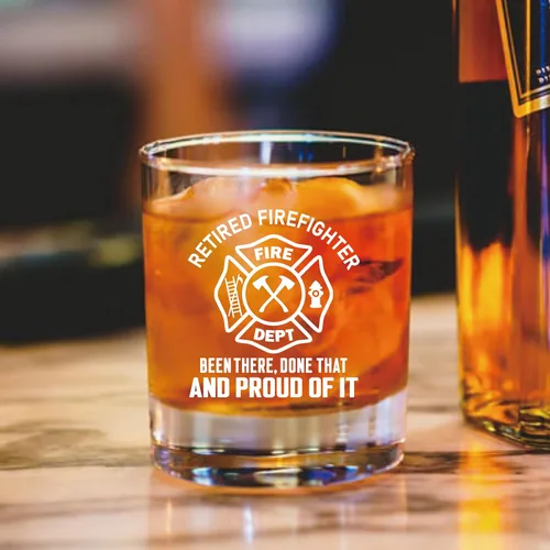 Miniatura 3 de AGMDESIGN Bombero jubilado Been There Done That y Orgulloso de eso Divertido vaso de whisky de jubilación, bombero papá, hermano, tío, regalo
