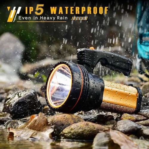 Miniatura 4 de Linterna recargable de 100000LM de alto lúmenes, linterna de haz largo de 1600 pies, reflector impermeable IPX5, espera de 20 horas, banco