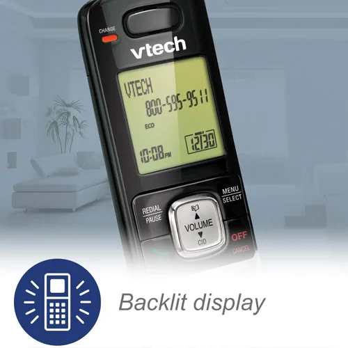 Miniatura 6 de Teléfono Vtech DECT 6.0 con identificador de llamadas / llamada en espera, plata / negro con 2 auriculares inalámbricos, Azul 1 Auricular Azul