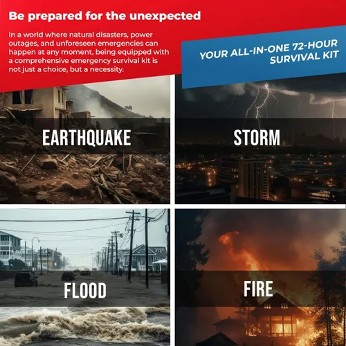 Miniatura 8 de First My Family Bolsa de evacuación de emergencia de 72 horas para 1 persona, kit de supervivencia todo en uno para la familia. Prepárate