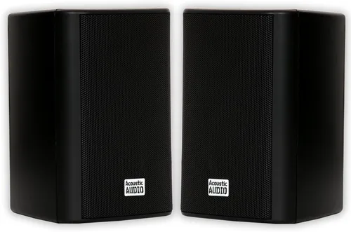 Acoustic Audio by Goldwood AA351B - Altavoces de 2 vías de alto rendimiento para interiores y exteriores de 500 W con graves potentes (1 par, negro)