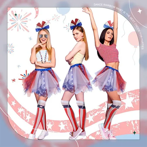 Miniatura 7 de Nicute Falda tutú para mujer, 4 de julio, color rojo, blanco y azul, con estrellas, divertida, patriótica, para fiesta del Día de la Independencia