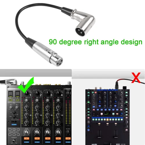 Miniatura 2 de QIANRENON Cable corto de micrófono XLR de 90 ángulos – Cable de extensión de audio equilibrado macho a hembra de 3 pines XLR de ángulo recto