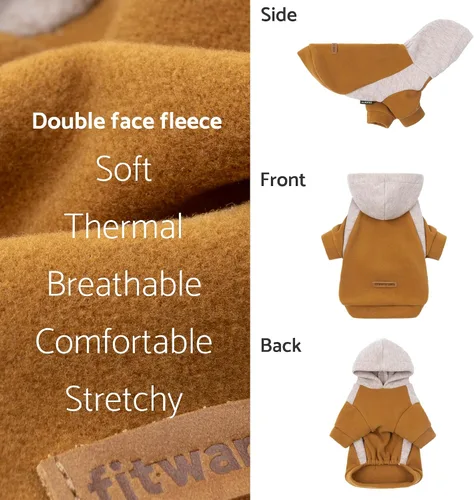 Miniatura 5 de Fitwarm - Sudadera con capucha para perros con bloques de color, ropa de invierno para perros pequeños niño niña, sudadera con capucha ligera