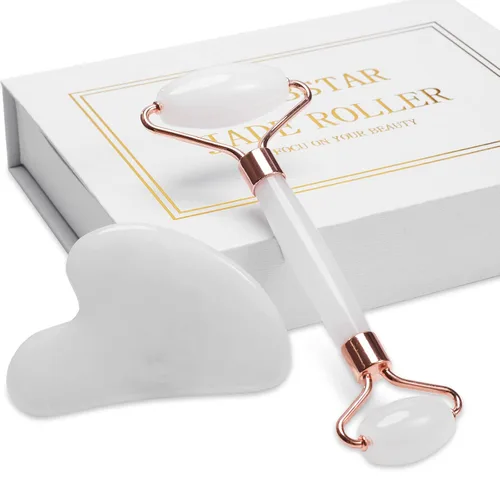Rodillo de jade para cara, masajeador facial para el cuidado de la piel, herramientas faciales Gua Sha para cara, cuello, ojos, reduce la hinchazón