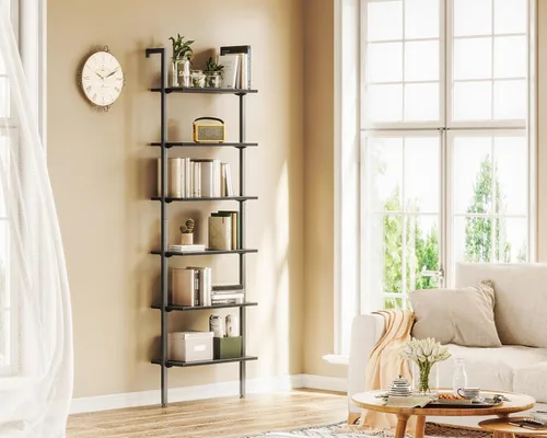 Miniatura 9 de ODK Estante de escalera de 6 niveles, estante para libros con marco de metal, estantería para sala de estar, oficina en casa, cocina y dormitorio