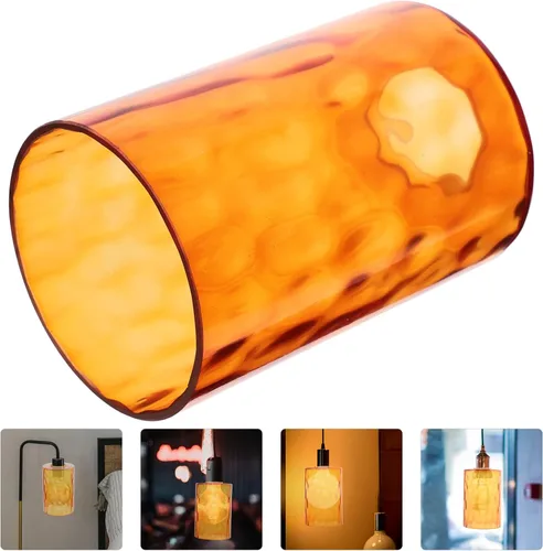 Miniatura 8 de Osaladi Pantalla de cristal pequeña con patrón de piedra de 5.90 x 3.93 x 3.93 pulgadas, pantalla decorativa de repuesto para luces colgantes