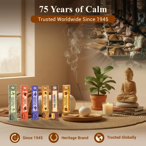 Miniatura 10 de Tulasi Nag Champa - Varitas de incienso surtidas/paquete variado – 180 varillas enrolladas a mano, 12 aromas naturales Sándalo, lavanda, vainilla