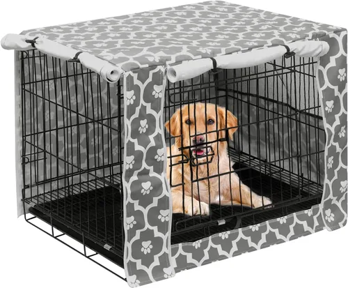 Miniatura 7 de Pethiy Funda para jaula de perro de poliéster duradero, ajuste universal para jaula de perro de alambre, se adapta a la mayoría de jaulas de perros