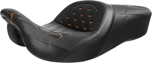 Miniatura 35 de C.C. RIDER Asiento de conductor, piloto y pasajero de una pieza con diamante, asiento de 2 plazas para Harley Touring Road King FLHR, Street Glide