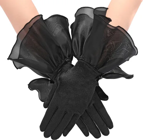 Ayliss Guantes de boda para mujer, de satén, pétalos, ópera, fiesta de los años 20, para ocasiones especiales, vestido formal de baile o cosplay