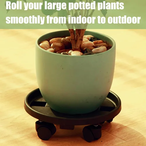 Miniatura 4 de Paquete de 3 organizadores grandes para plantas con ruedas de 13 pulgadas, soportes rodantes para plantas de plástico resistente, base rodante