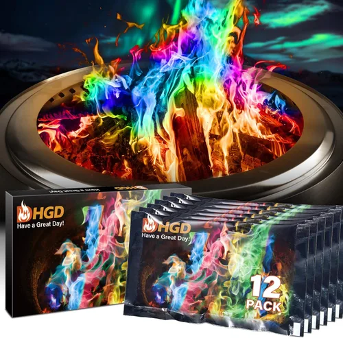 Miniatura 10 de HGD (Paquete de 6) Paquetes de cambio de color de fuego de campamento mágico para fogata, chimenea interior/exterior, hoguera - llama mágica de arco