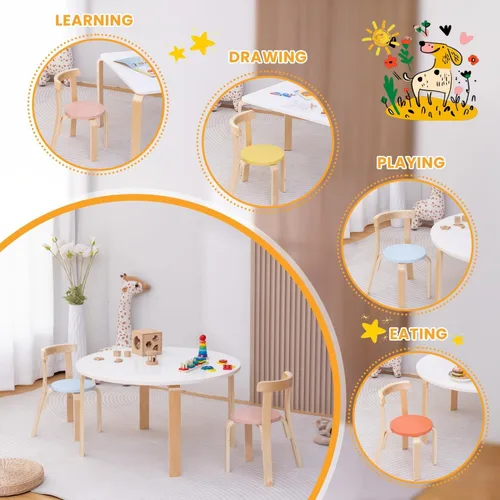 Miniatura 6 de Swegrow Silla de Madera para Niños, Silla para Niños Pequeños para Mesa, Sillas Apilables para Niños, Muebles de Madera para Niños para Familia/Sala