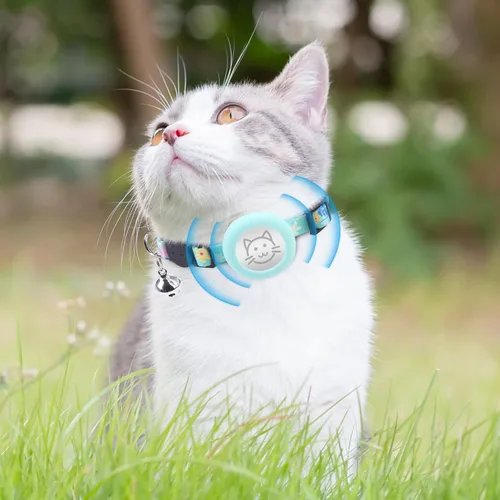 Miniatura 7 de KOOLTAIL Breakaway - Collar de gato con soporte para etiqueta de aire y campanas, collares reflectantes para gatitos, collares de gatitos lindos