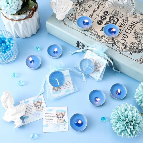 Miniatura 4 de Colarr Juego de 50 Velas para Baby Shower Temáticas de Oso como Recuerdos para Baby Shower, Regalos para Invitados, Incluye 50 Velas de Té, 50