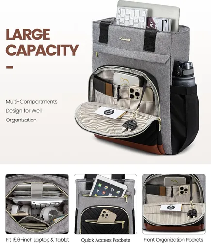 Miniatura 2 de LOVEVOOK Mochila para computadora portátil para mujer, bolsa de trabajo de 15.6 pulgadas, mochila para profesores, enfermeras, mochila de viaje