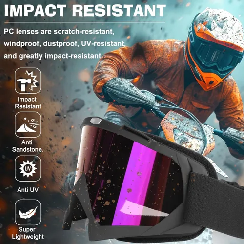 Miniatura 3 de Gafas de Motocicleta, Gafas para Moto de Tierra ATV Todoterreno Motocross Protectoras, Casco de UTV para Adultos, Jóvenes y Niños