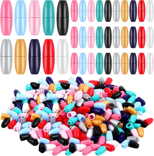 Miniatura 9 de WILLBOND 100 cierres separables para collares, cierres de pulsera de seguridad de plástico para cordón, conectores de barril de cuentas para Negro