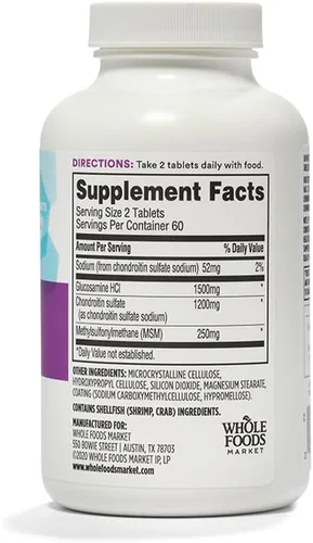 Miniatura 3 de 365 by Whole Foods Market, Glucosamina condroitina extra fuerte y MSM, apoya articulaciones saludables, 120 tabletas