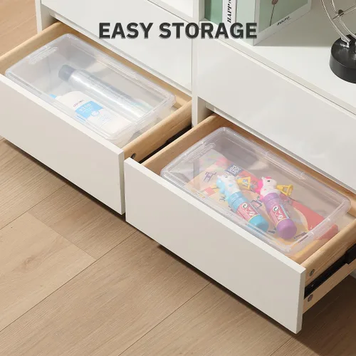Miniatura 2 de Caja de almacenamiento de plástico, paquete de 12 contenedores transparentes para zapatos con tapa de pestillo, contenedor apilable para el hogar