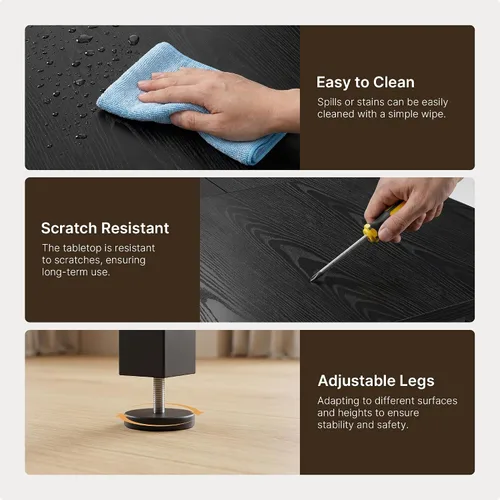 Miniatura 7 de Ahomly Juego de mesa de comedor extensible grande de 63 pulgadas para 4-6 personas con pivote inteligente de 180°, juego de mesa de cocina