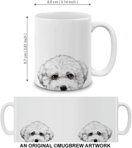Miniatura 3 de MUGBREW Taza de cerámica con diseño de bichon frisé, taza para café o té, 325 ml