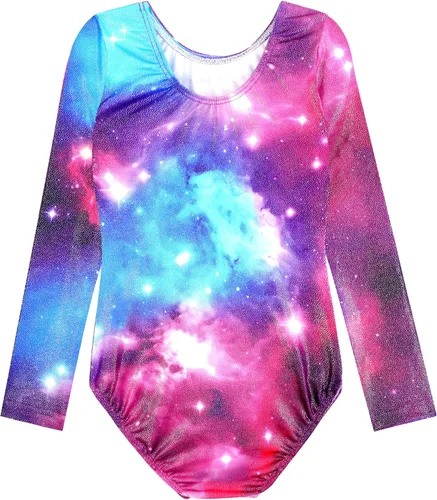 Miniatura 119 de HOZIY - Leotardos de manga larga para niñas, de gimnasia, para niños pequeños, trajes florales de unicornio, galaxia, arco iris, patrón de rayas