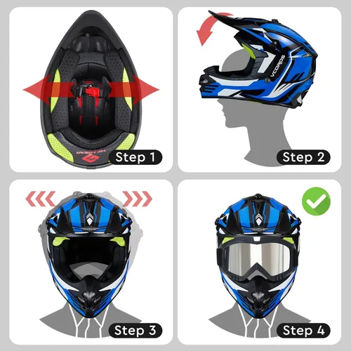 Miniatura 8 de VCOROS - Casco de bicicleta de tierra para niños, casco de motocicleta para jóvenes, RY001 - Casco de cara completa para niños para ATV BMX UTV