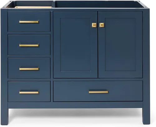 Miniatura 73 de ARIEL Cambridge - Mueble base de tocador de baño de 36 pulgadas, madera maciza, 2 puertas de cierre suave, 5 cajones de cola de milano