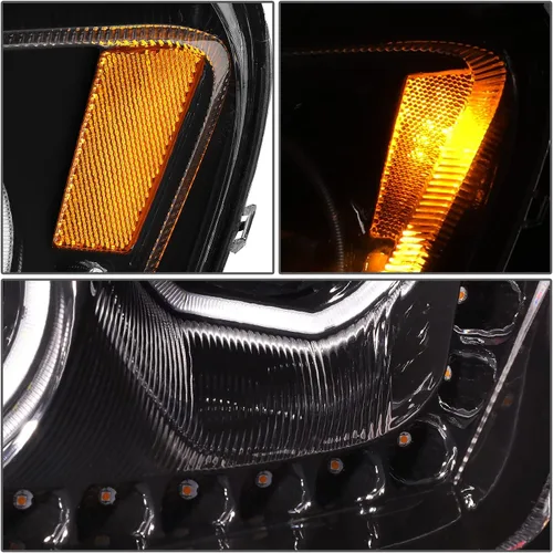 Miniatura 8 de DNA MOTORING HL-HAY-013-BK - Par de anillos de halo LED duales, señales de giro secuenciales, faros delanteros para proyector de haz alto/bajo, Negro