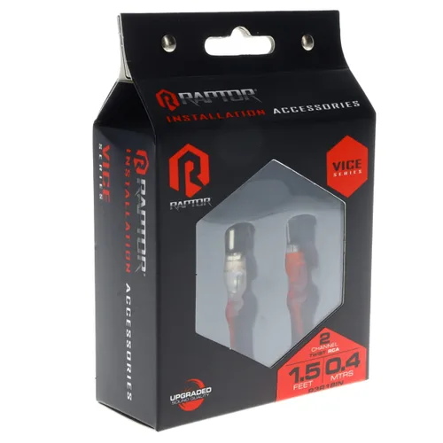 Miniatura 4 de Raptor R3R18IN Cable RCA coaxial de 2 canales de 1,5 pies