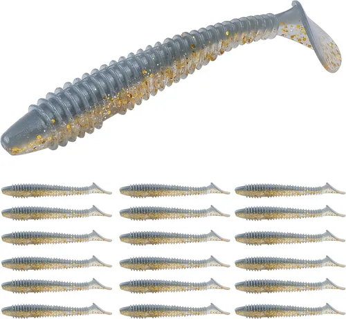 Miniatura 24 de RUNCL Swimbaits - Paleta de 10/20/30/40 unidades, cola de paleta de 5/4/3/2 pulgadas, señuelo suave para lubina de trucha, cebo de plástico duradero