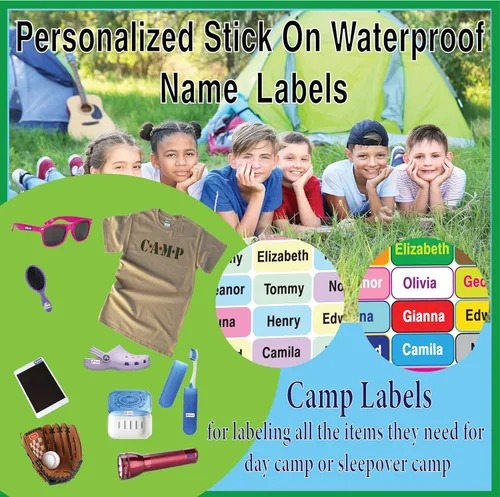 Miniatura 4 de Etiquetas de Nombre Personalizadas para Niños – 60 Etiquetas Impermeables de Pelar y Pegar para Ropa, Cajas de Almuerzo, Botellas de Agua, Bolsas