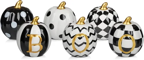 Miniatura 8 de DAZONGE Decoración de Halloween para interiores, juego de 3 fantasmas de cerámica con sombreros de bruja, bonitas figuras de fantasmas espeluznantes