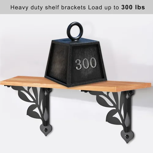 Miniatura 5 de SELEWARE Soportes de estante resistentes de 8 pulgadas, soportes de estantes de rama, 300 libras de capacidad, soportes decorativos en L de metal