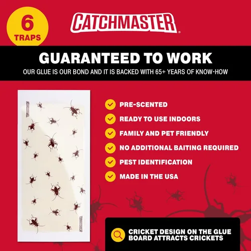 Miniatura 4 de Catchmaster Cricket XL Tablas de Pegamento Gigantes Paquete de 6, Atrapador de Insectos Adhesivo Trampas para Grillos Interior, Trampa Pegajosa