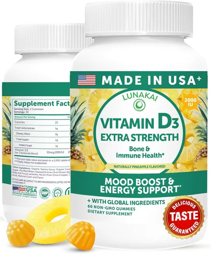 Miniatura 11 de Lunakai Gomitas de vitamina D3 K2 hechas en Estados Unidos con calcio – Suplemento vegano diario 3 en 1 para apoyo óseo e inmunológico para mujeres