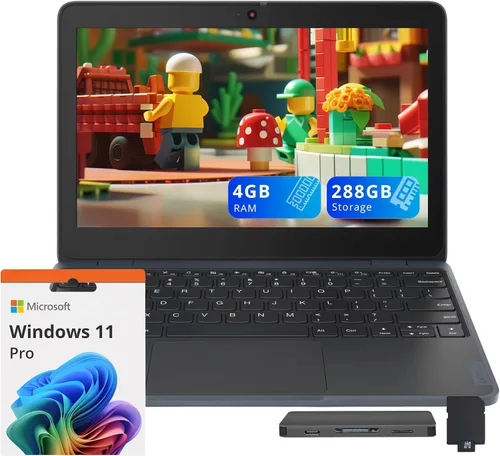 Miniatura 2 de Lenovo Laptop HD de 100 W Gen 4 de 11.6 pulgadas, procesador Intel N100, 4 GB LPDDR5, almacenamiento de 1.12 TB (128 GB SSD + 1 TB Docking Station)