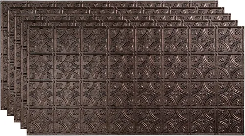 Miniatura 23 de FASÄDE Panel de techo decorativo de vinilo con pegamento de estilo tradicional y patrón 1 en níquel cepillado (muestra de 12 x 12 pulgadas)