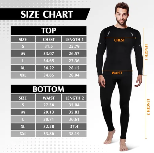 Miniatura 6 de Suhine 3 Pcs Men's Thermal Underwear Set Sport Winter Base Layer with Fleece Lined Base Layer Bottom Top Winter Shirt Pants