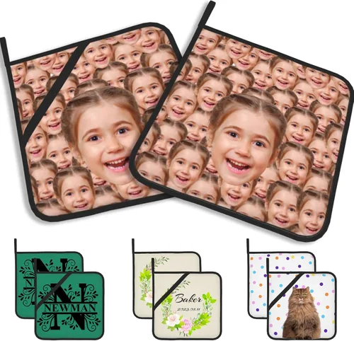 Miniatura 27 de Manoplas de horno personalizadas con soportes para ollas con nombre y foto personalizados, manoplas de horno resistentes al calor y al deslizamiento