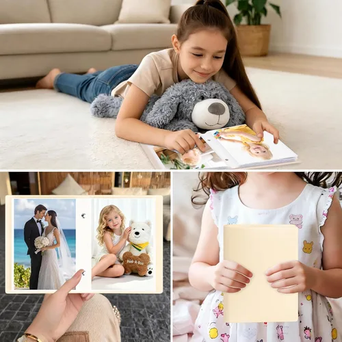 Miniatura 5 de Aevdor Paquete de 2 álbumes de fotos pequeños de 4 x 6 pulgadas, cubierta de cuero, cada paquete tiene capacidad para 52 imágenes verticales, álbum