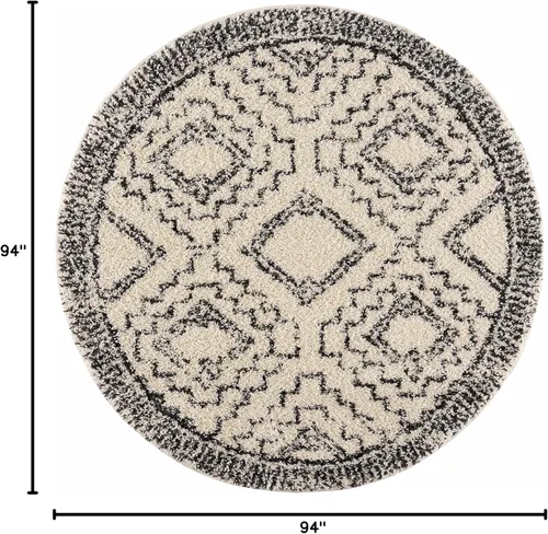 Miniatura 88 de Hauteloom, Duncans - Alfombra de estilo granja de pelo mullido para sala y dormitorio, con borlas - Beige, carbón, gris - 2 pies 7 pulgadas x 7 pies